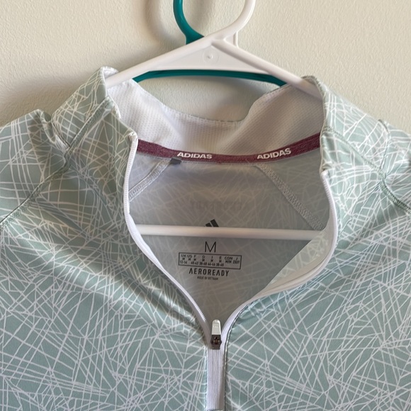 Adidas Women’s Running Teal White Long Sleeve Quarter Zip Medium Dry-fit - Picture 2 of 6